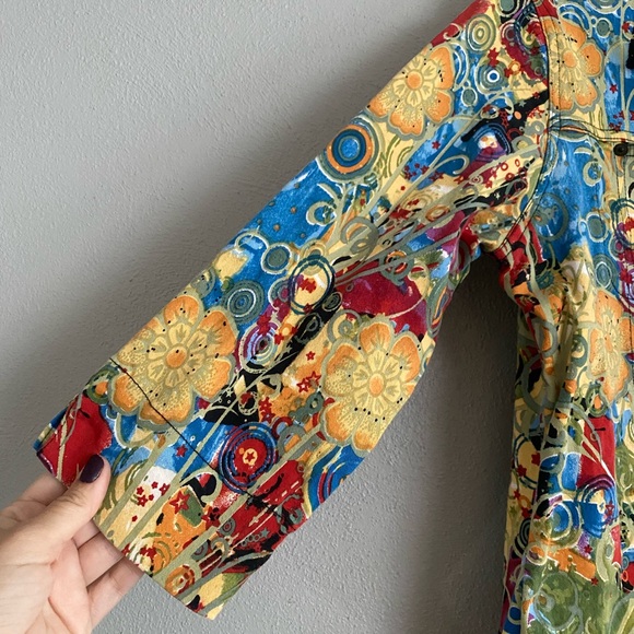 Kaktus Jacket Size Medium Multicolor Printed Button Down Colorful Artsy Unique - Picture 6 of 10